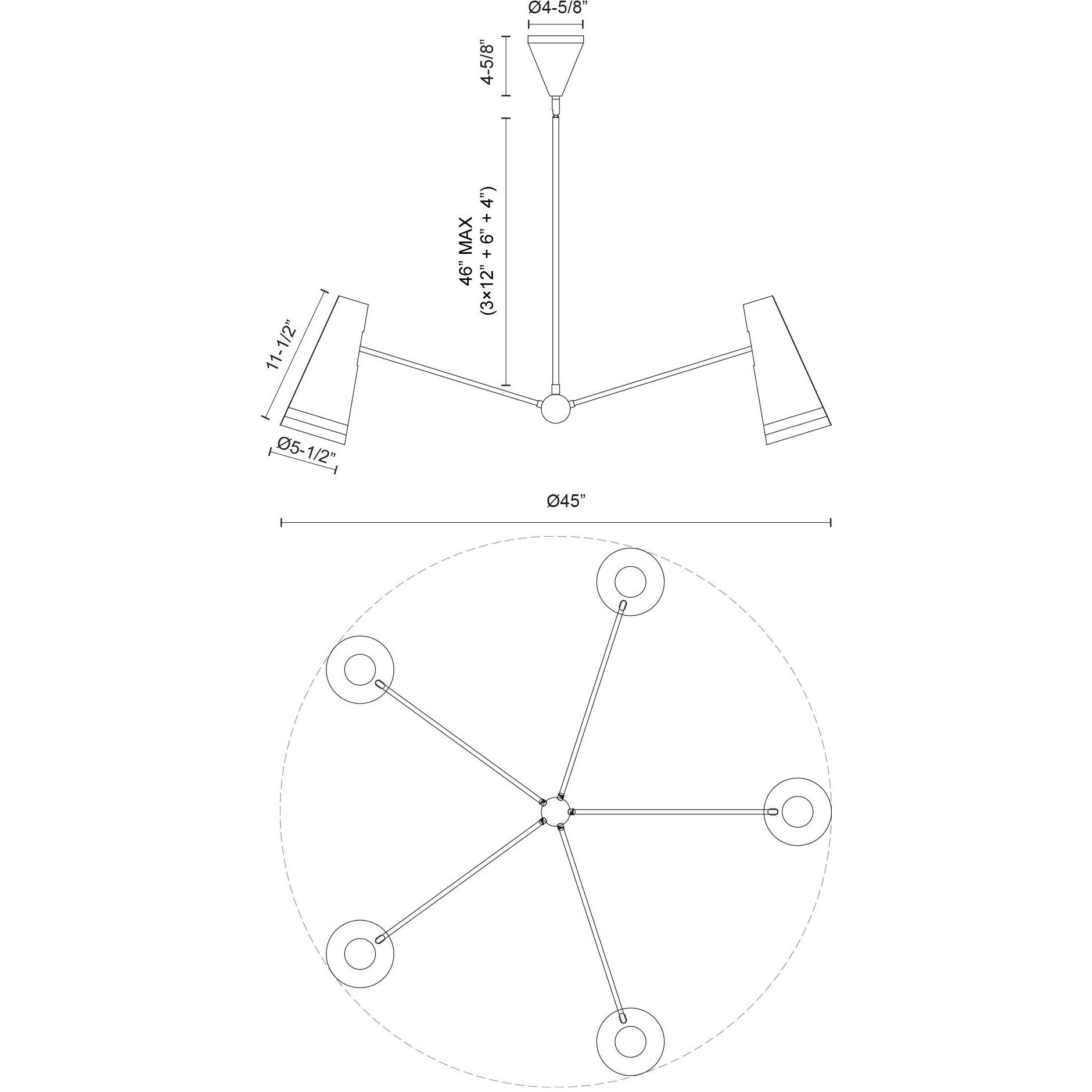 Brickell 5 Light 45 inch Matte White and Hazelnut Leather Chandelier Ceiling Light
