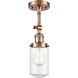 Franklin Restoration Dover LED 5 inch Antique Copper Semi-Flush Mount Ceiling Light in Clear Glass, Franklin Restoration