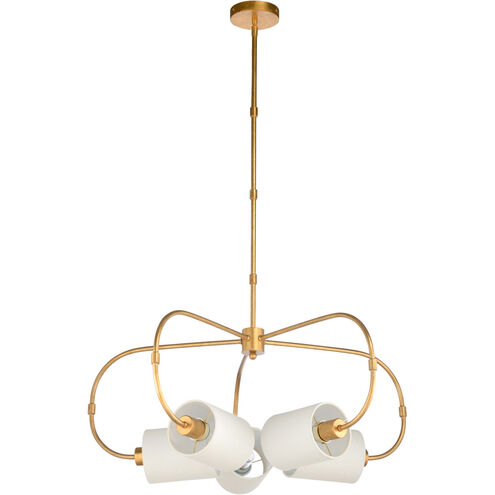 Bradshaw Orrell 5 Light 31 inch Antique Gold Leaf/Cream Chandelier Ceiling Light