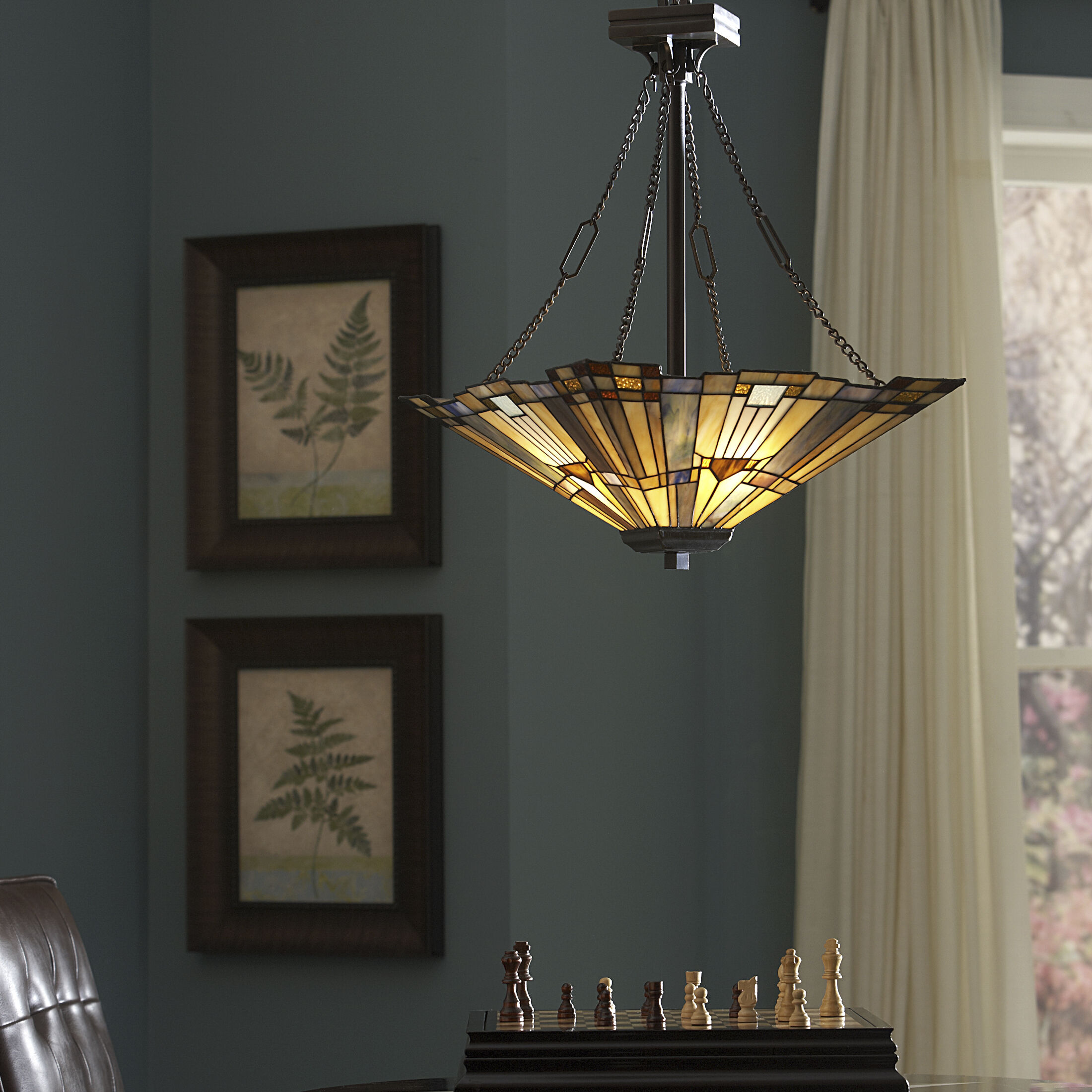 Inglenook 3 Light 18 inch Valiant Bronze Pendant Ceiling Light, Naturals