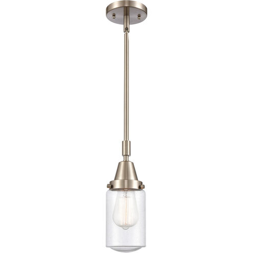 Franklin Restoration Dover LED 5 inch Brushed Satin Nickel Mini Pendant Ceiling Light in Seedy Glass