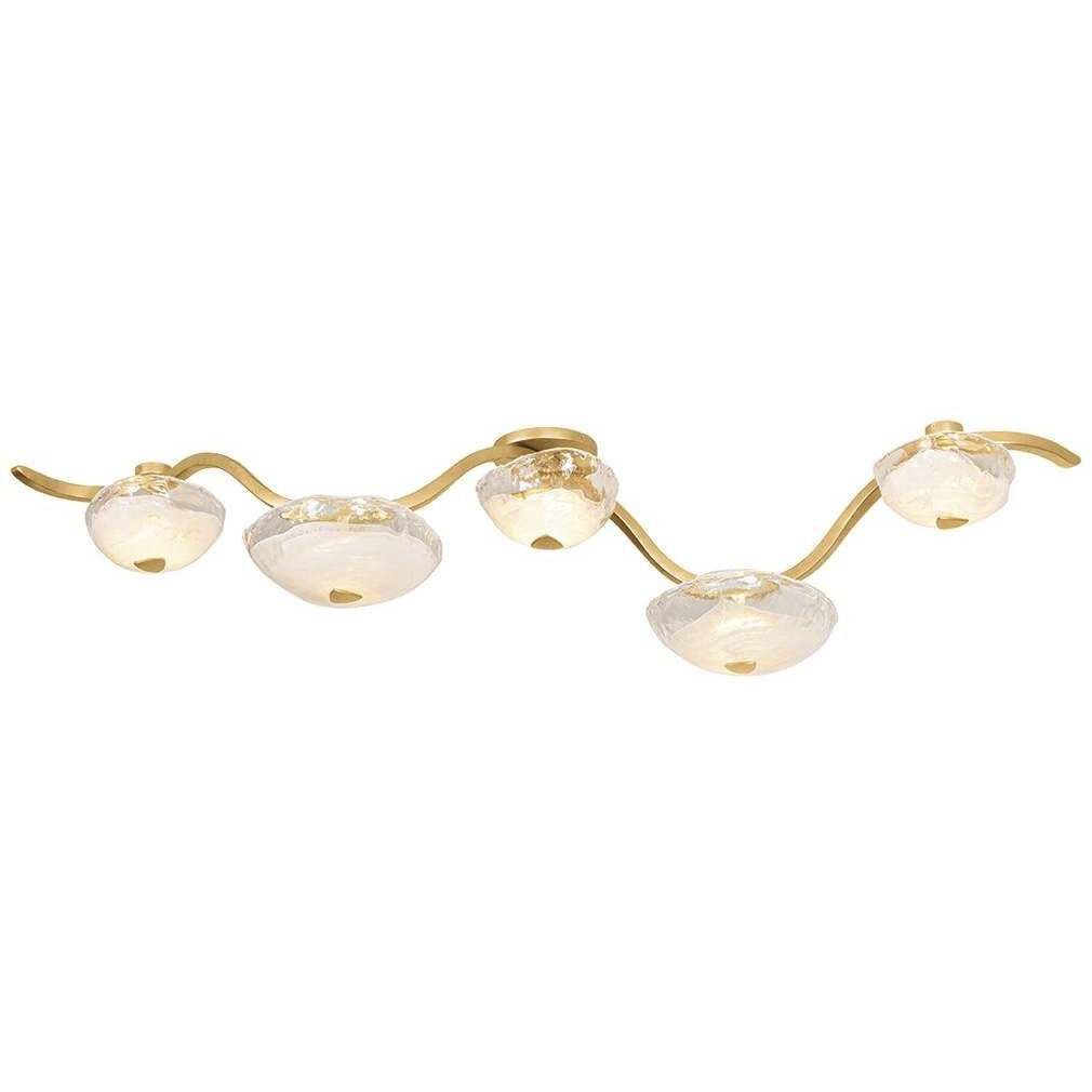 Kune 5 Light 64 inch Vintage Gold Leaf Linear Ceiling Light