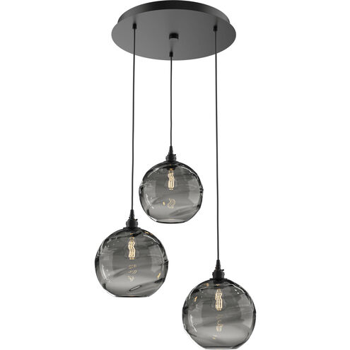 Terra 3 Light Matte Black Chandelier Ceiling Light, Round Multi-Port