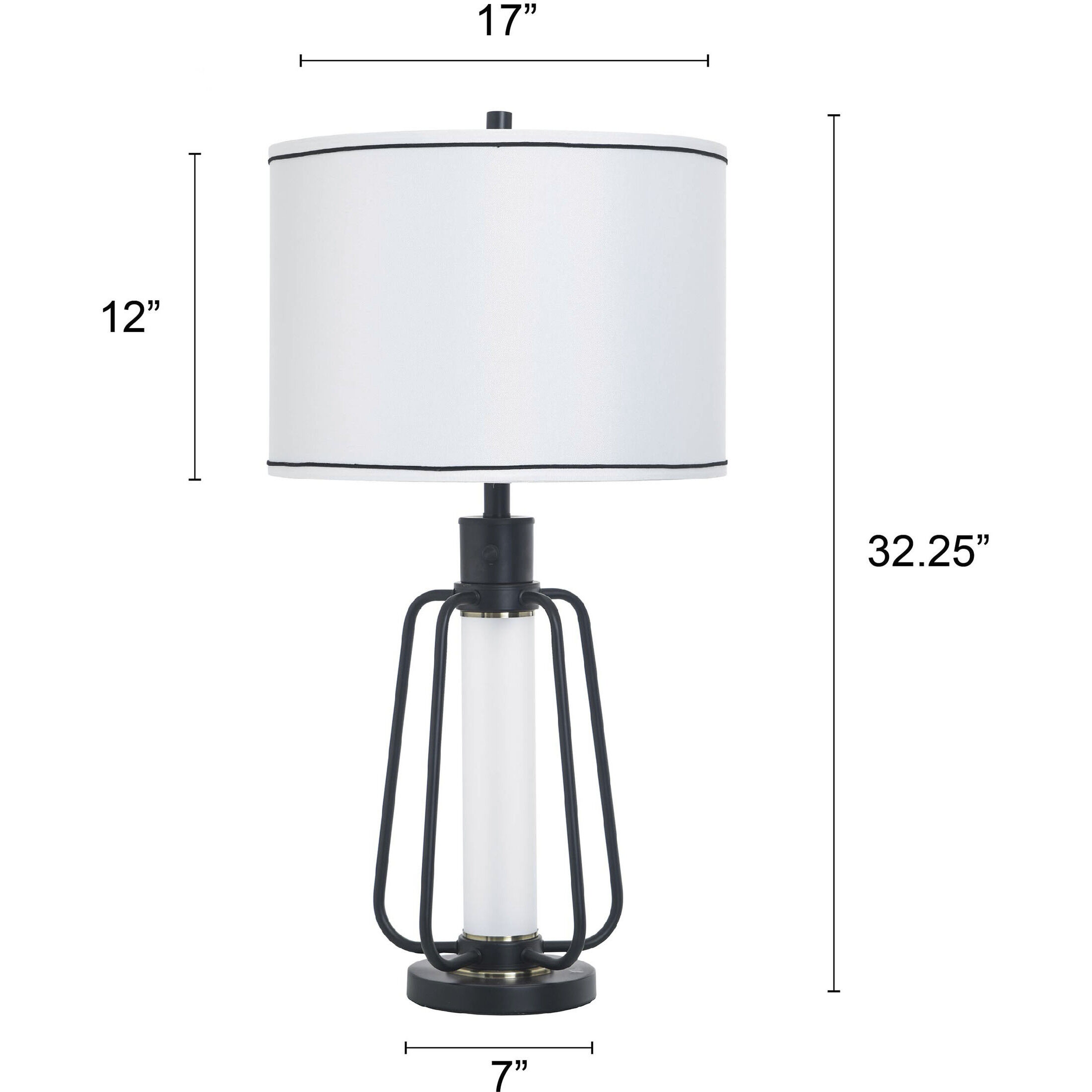 Steel 32.5 inch 100 watt Breny and White Table Lamp Portable Light