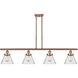 Ballston Large Cone 4 Light 48 inch Antique Copper Island Light Ceiling Light in Seedy Glass