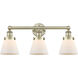 Cone 3 Light 24.5 inch Antique Brass Bath Vanity Light Wall Light in Matte White
