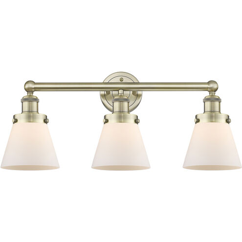 Cone 3 Light 24.5 inch Antique Brass Bath Vanity Light Wall Light in Matte White