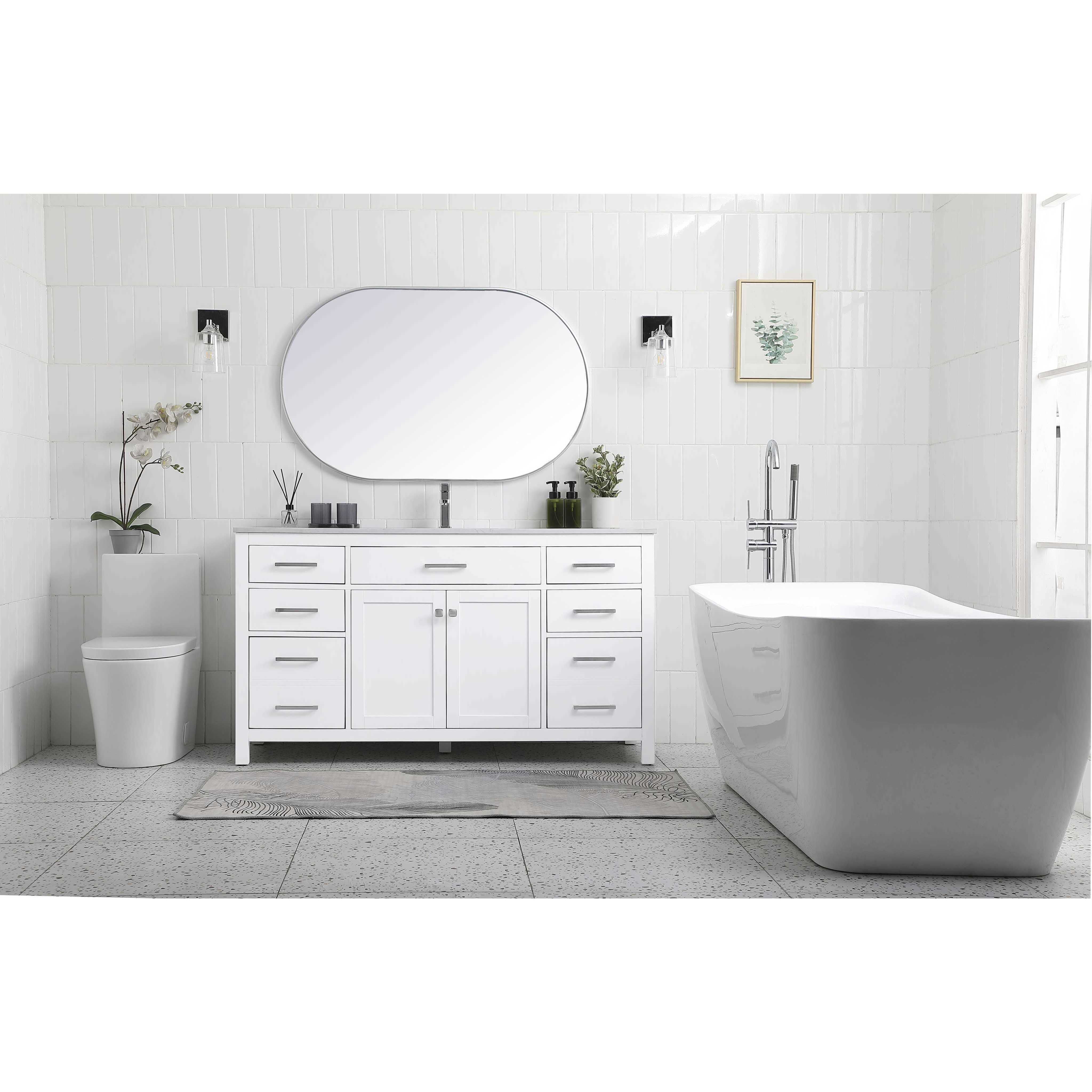 Lewis 60 X 22 X 34 inch White Vanity Sink Set
