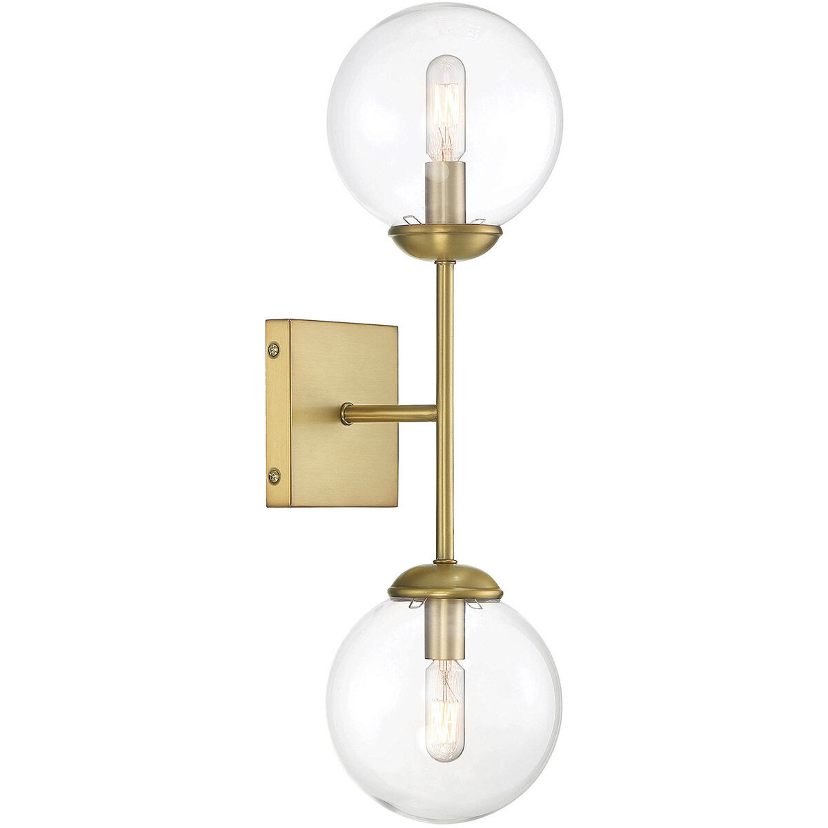 Mid-Century Modern 2 Light 6 inch Natural Brass Wall Sconce Wall Light