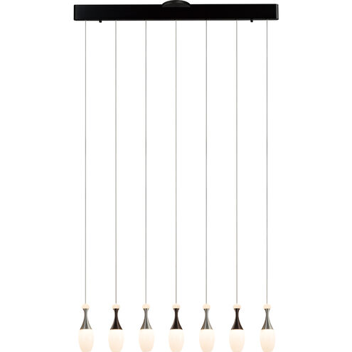La Botella 7 Light 5 inch Deep Taupe / Brushed Aluminum Multi Pendant Ceiling Light