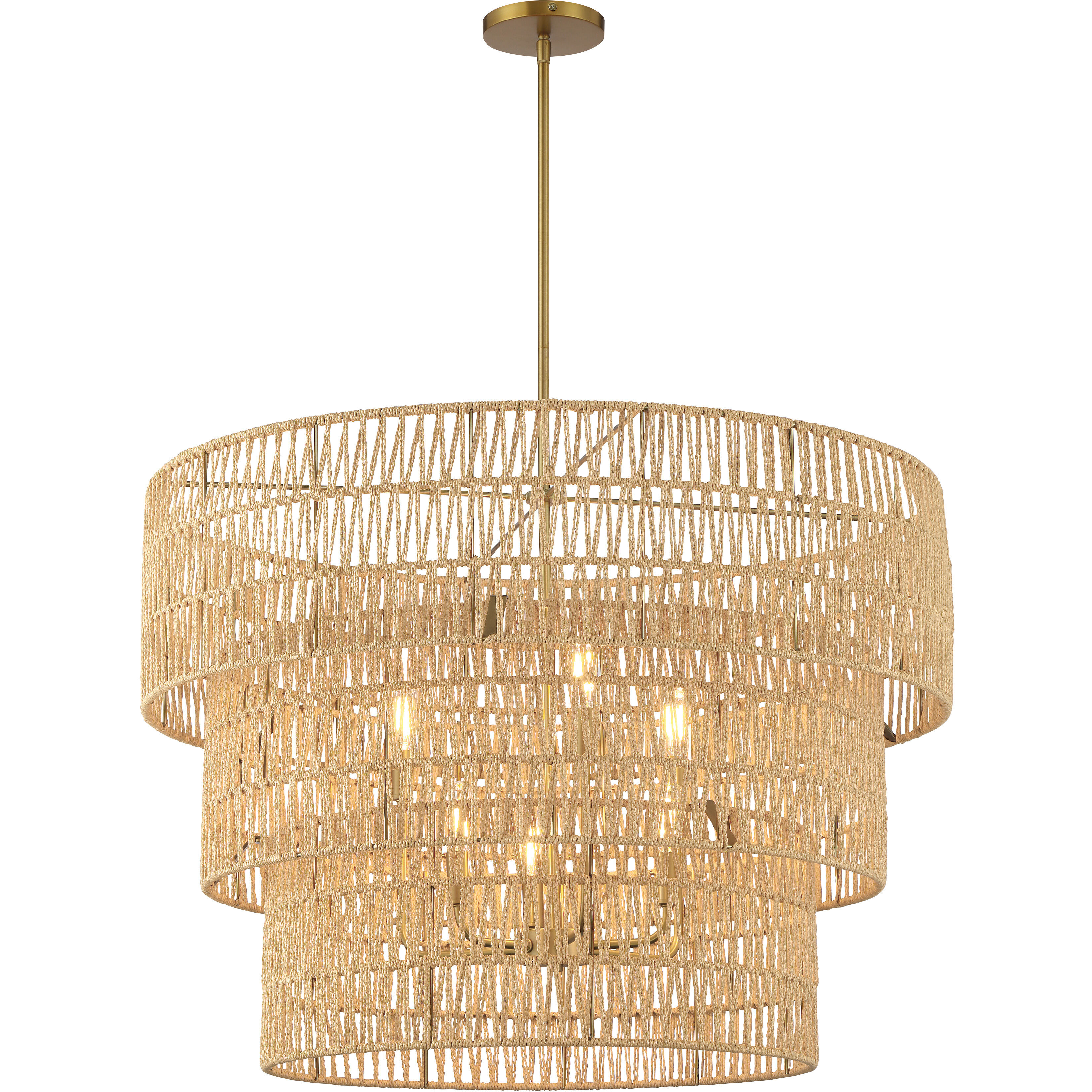 Bungalow Heaven 6 Light 32 inch Soft Brass Pendant Ceiling Light