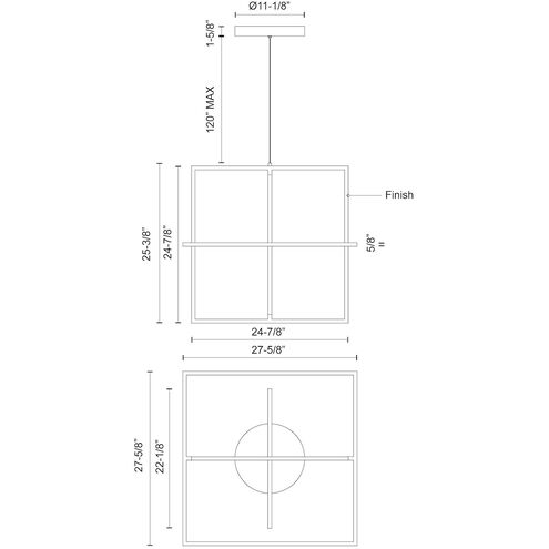 Mondrian LED 27.63 inch Black Pendant Ceiling Light