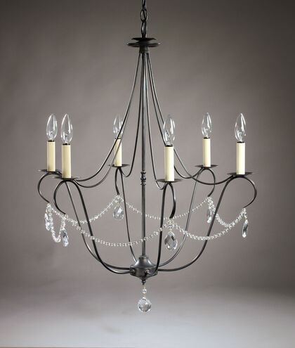 Hunter 6 Light 25 inch Antique Brass Chandelier Ceiling Light in With Crystal