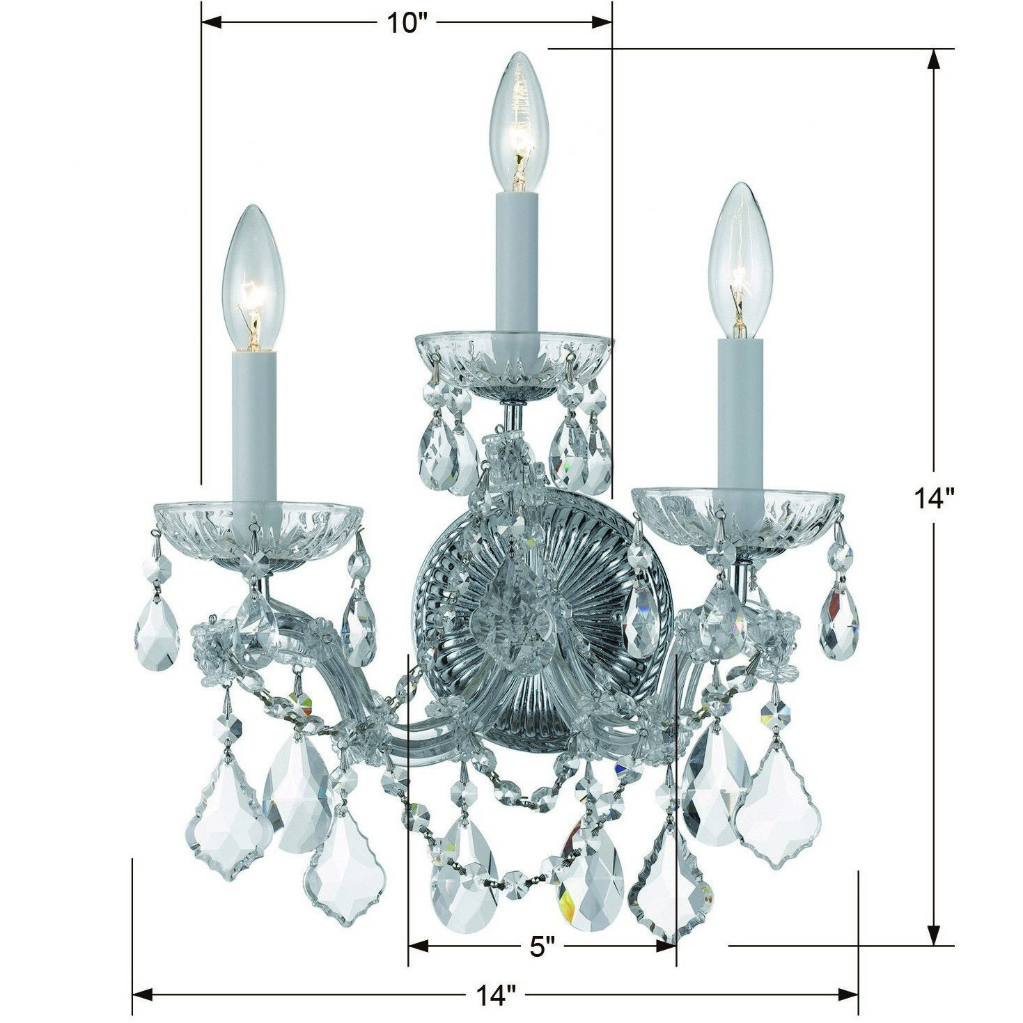 Maria Theresa 3 Light 14 inch Polished Chrome Sconce Wall Light in Clear Spectra