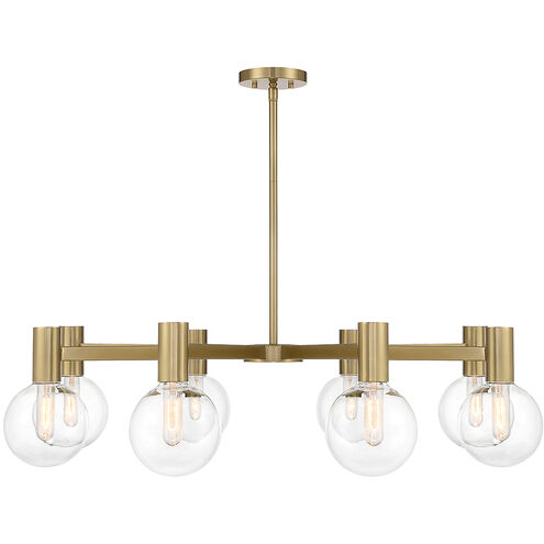 Wright 8 Light 40 inch Warm Brass Chandelier Ceiling Light