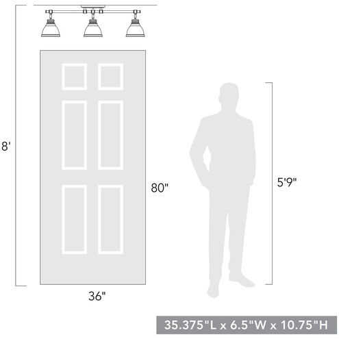 Duncan 3 Light 35 inch Matte Black Semi-flush Ceiling Light, Track Light