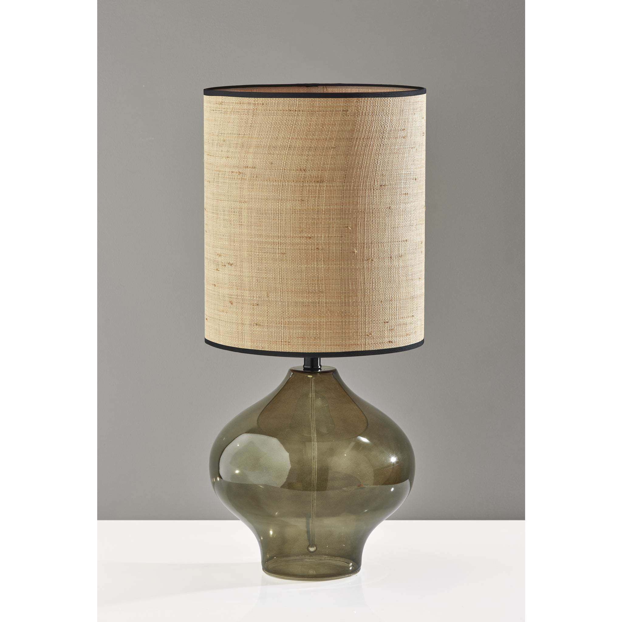 Emma 29 inch 100.00 watt Dark Green Glass / Black Neck Table Lamp Portable Light, Large