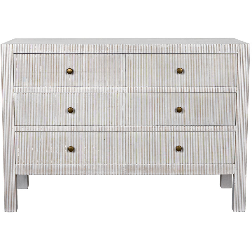 Conrad White Wash Dresser, 6 Drawer