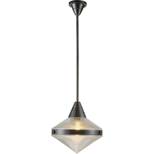 Willard 1 Light 13.5 inch Urban Bronze Pendant Ceiling Light in Clear Prismatic Glass