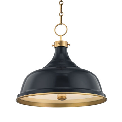 Painted No.1 3 Light 18 inch Aged Brass Pendant Ceiling Light in Aged Brass/Darkest Blue