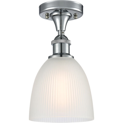 Ballston Castile 1 Light 6 inch Polished Chrome Semi-Flush Mount Ceiling Light in White Glass, Ballston