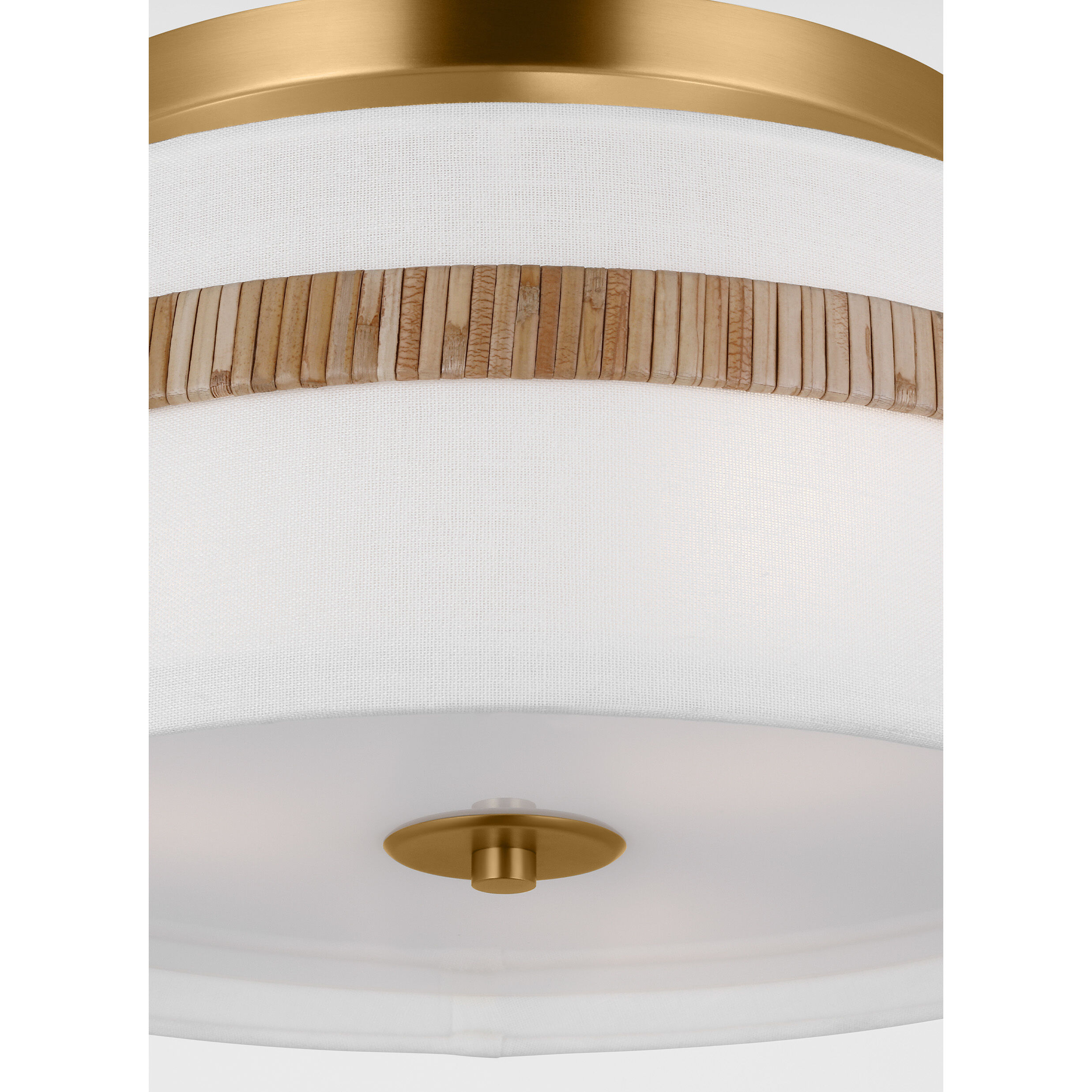 AH by Alexa Hampton Cordtlandt 3 Light 14 inch Burnished Brass with Rattan Semi-Flush Mount Ceiling Light