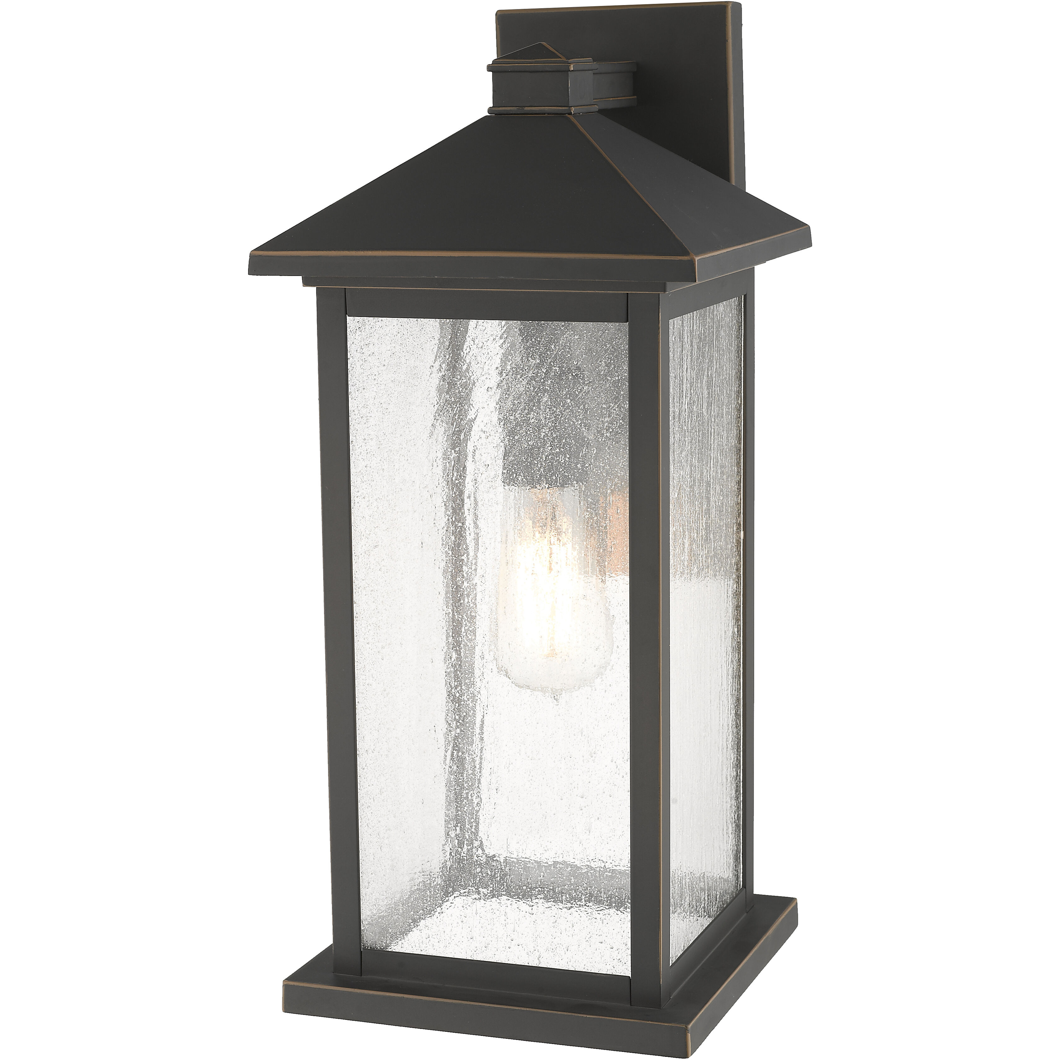 Portland 1 Light 18 inch Oil Rubbed Bronze Outdoor Wall Light in Clear Seedy Glass