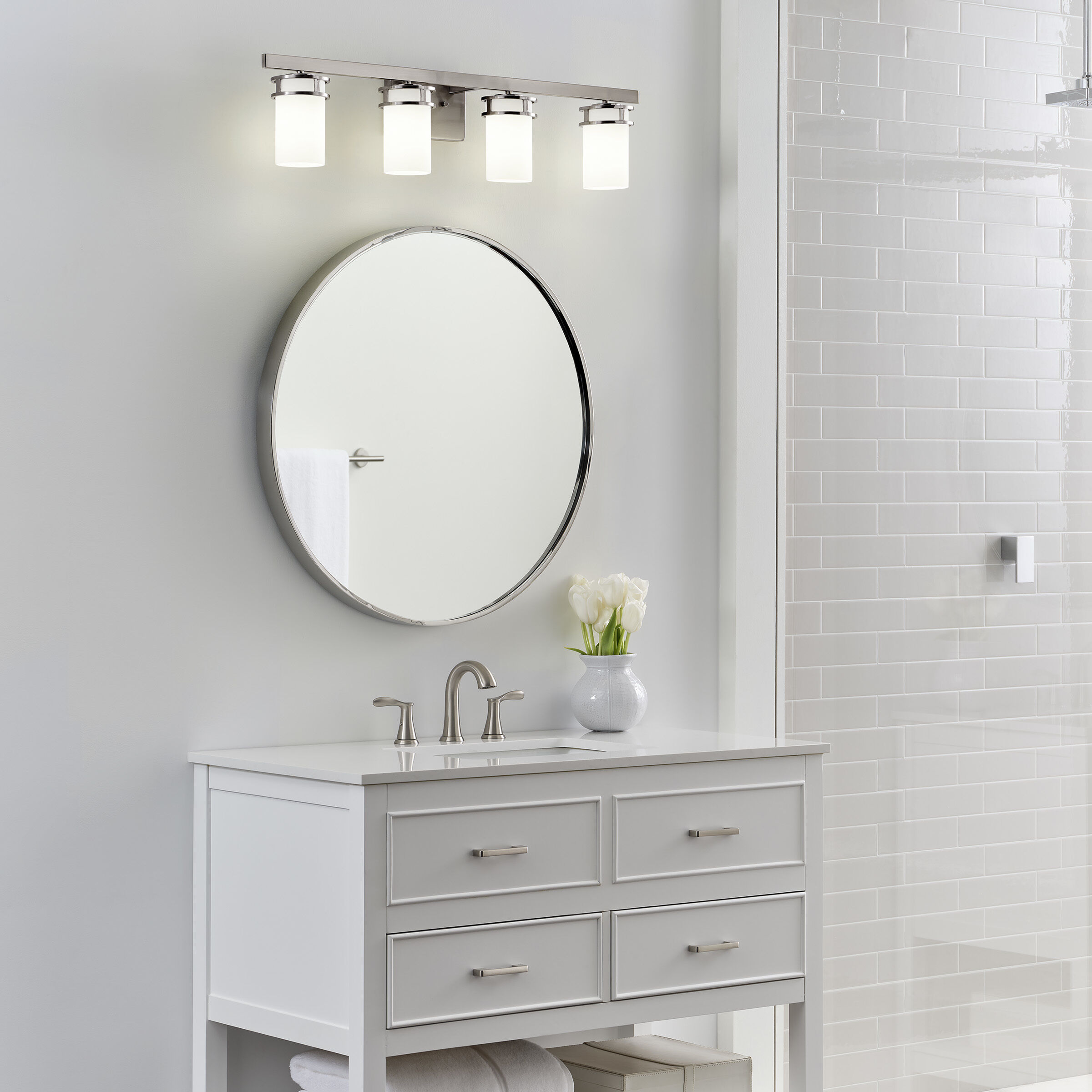 Robie 4 Light 34 inch Brushed Nickel Wall Bath Fixture Wall Light