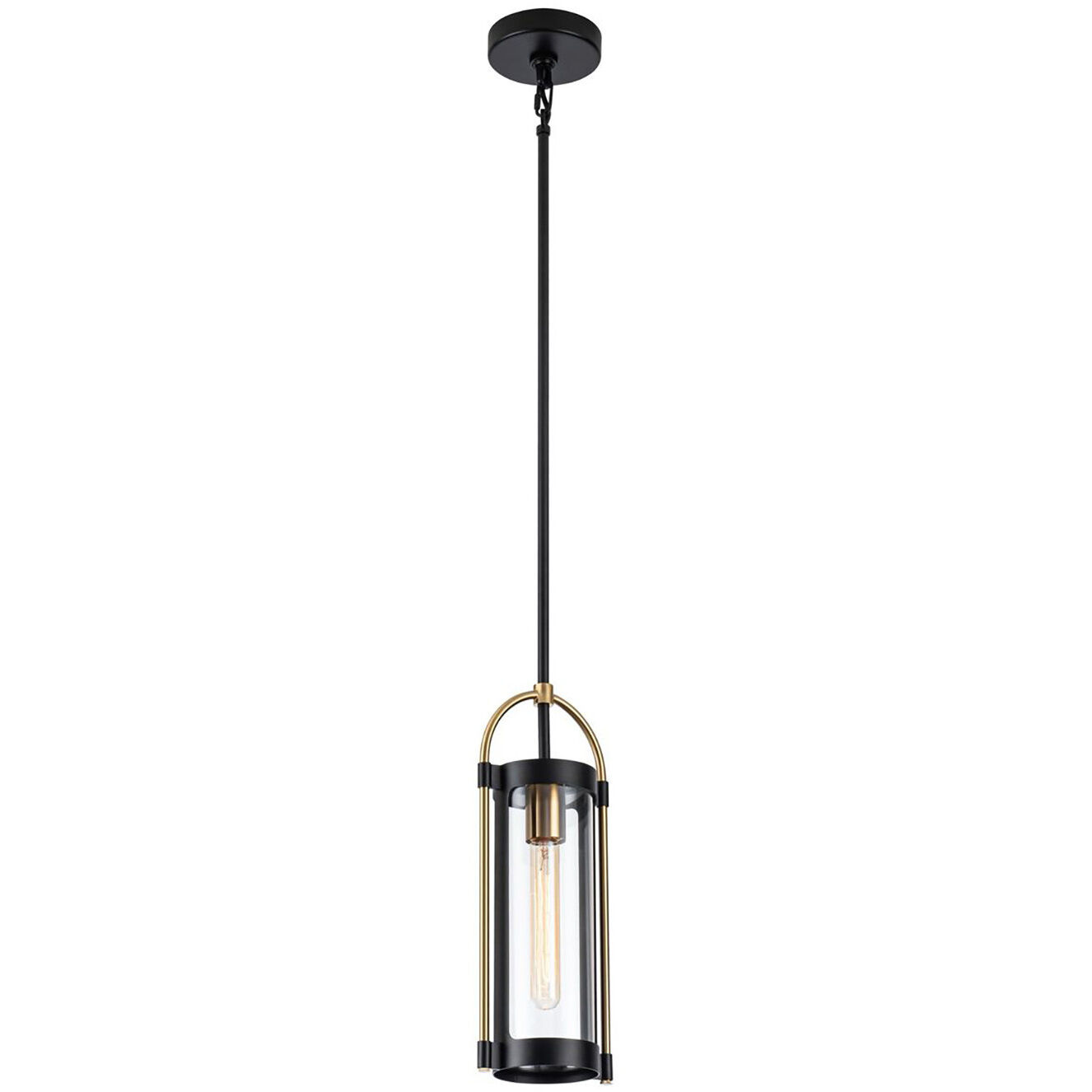 Bonita LED 5.7 inch Black and Brushed Brass Pendant Ceiling Light