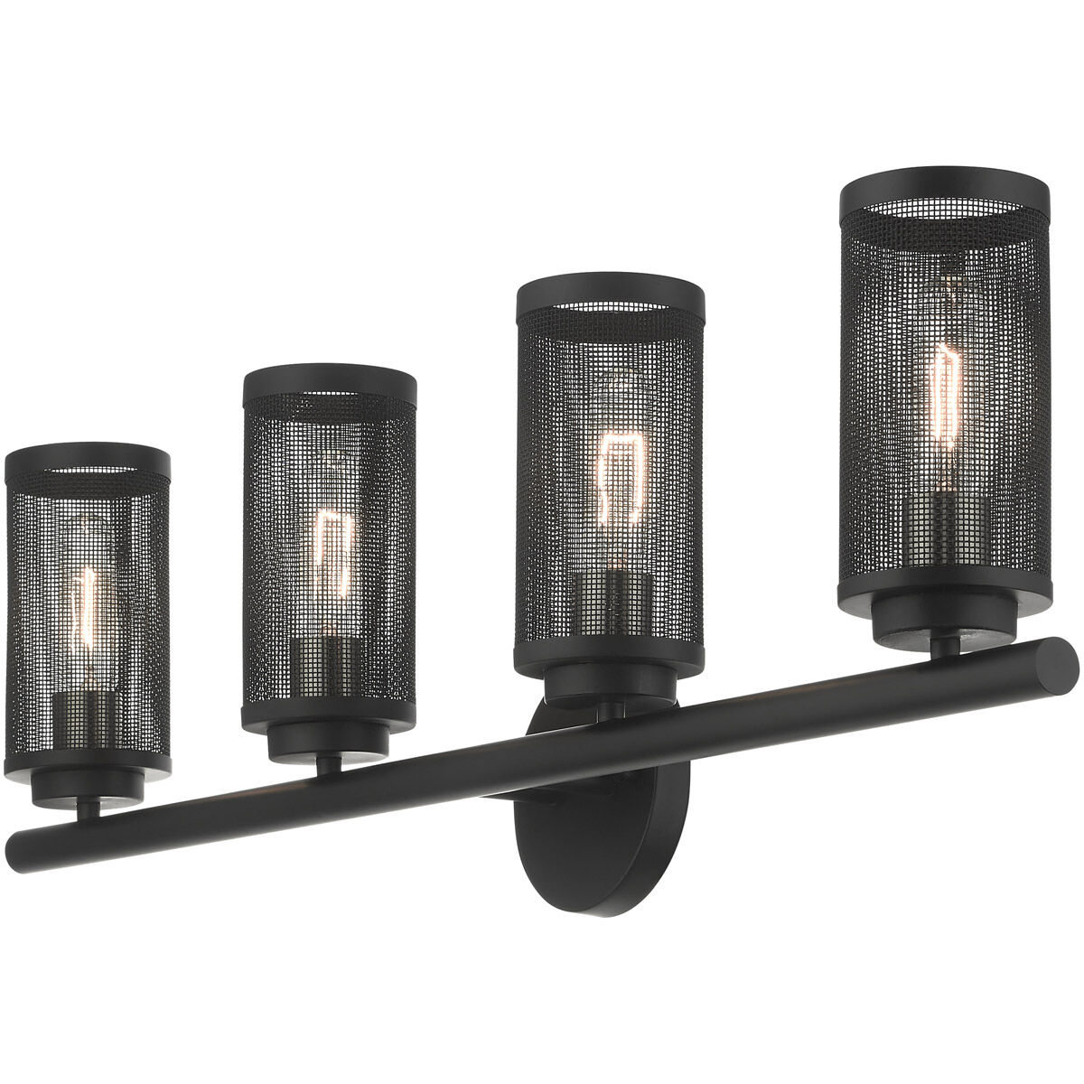 Industro 4 Light 36 inch Black with Brushed Nickel Accents Vanity Sconce Wall Light