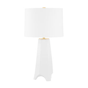 Earlville 29 inch 75.00 watt Aged Brass/Ceramic Satin White Table Lamp Portable Light