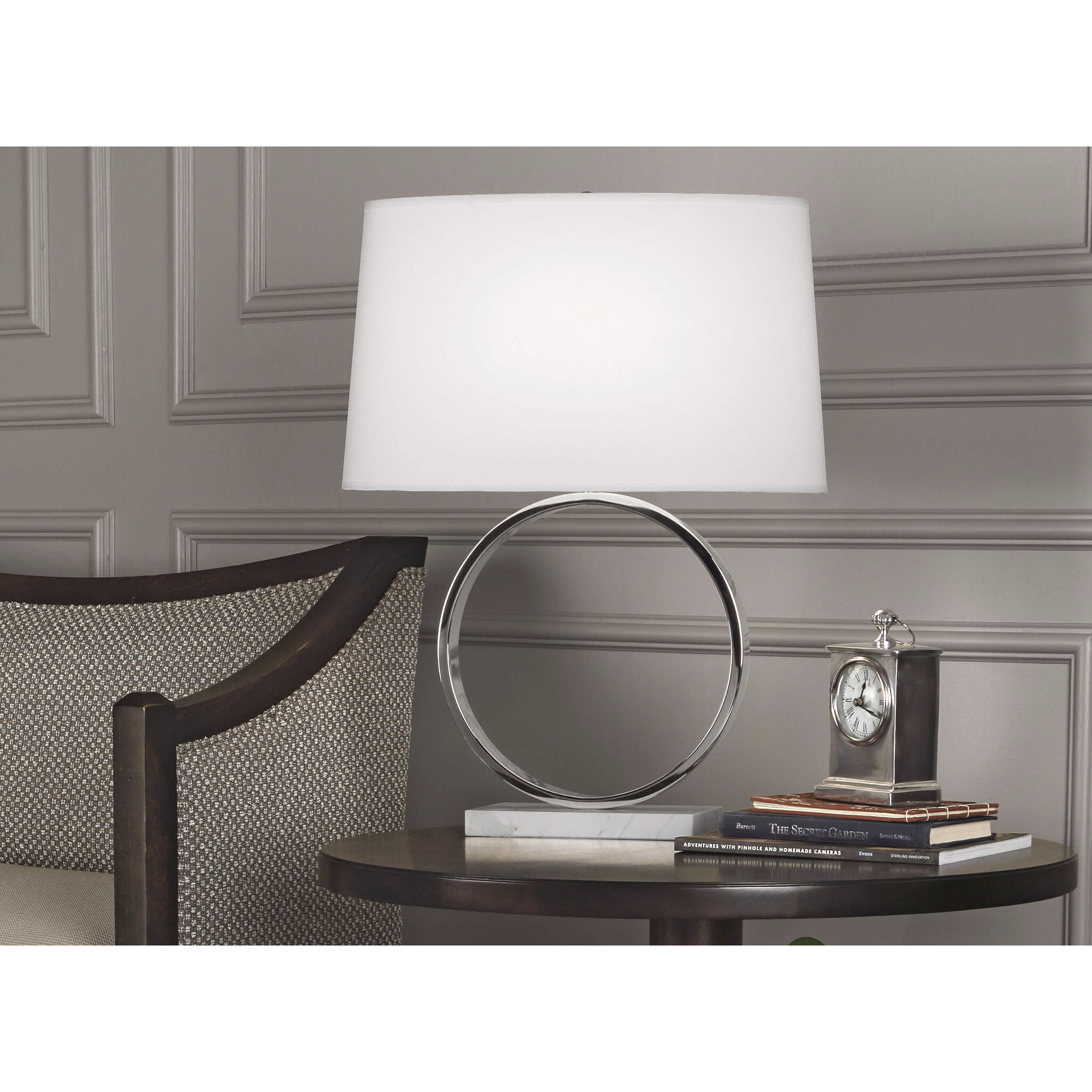 Logan 24.5 inch 150.00 watt Polished Nickel Table Lamp Portable Light in Ascot White