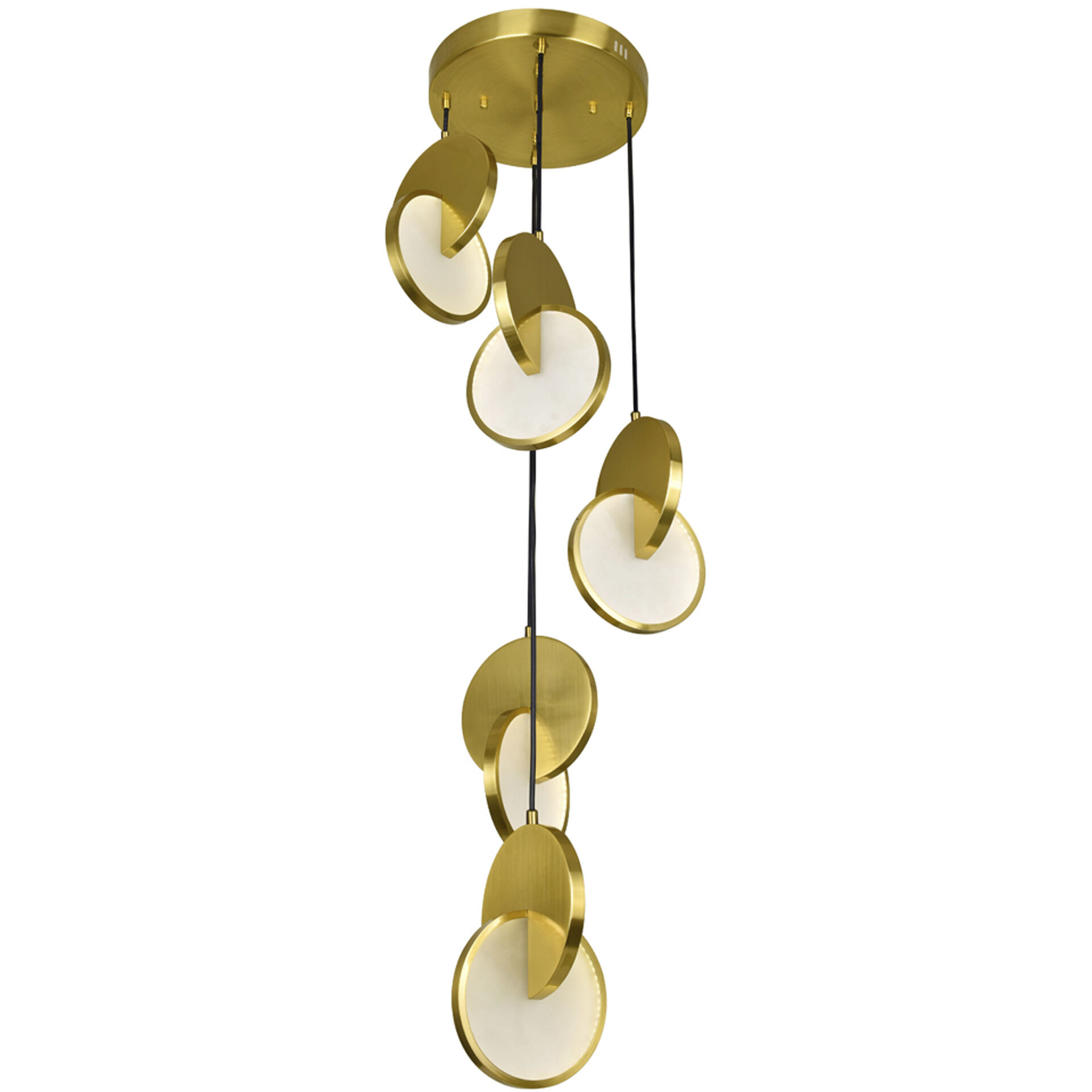 Tranche LED 18 inch Brushed Brass Multi Point Pendant Ceiling Light