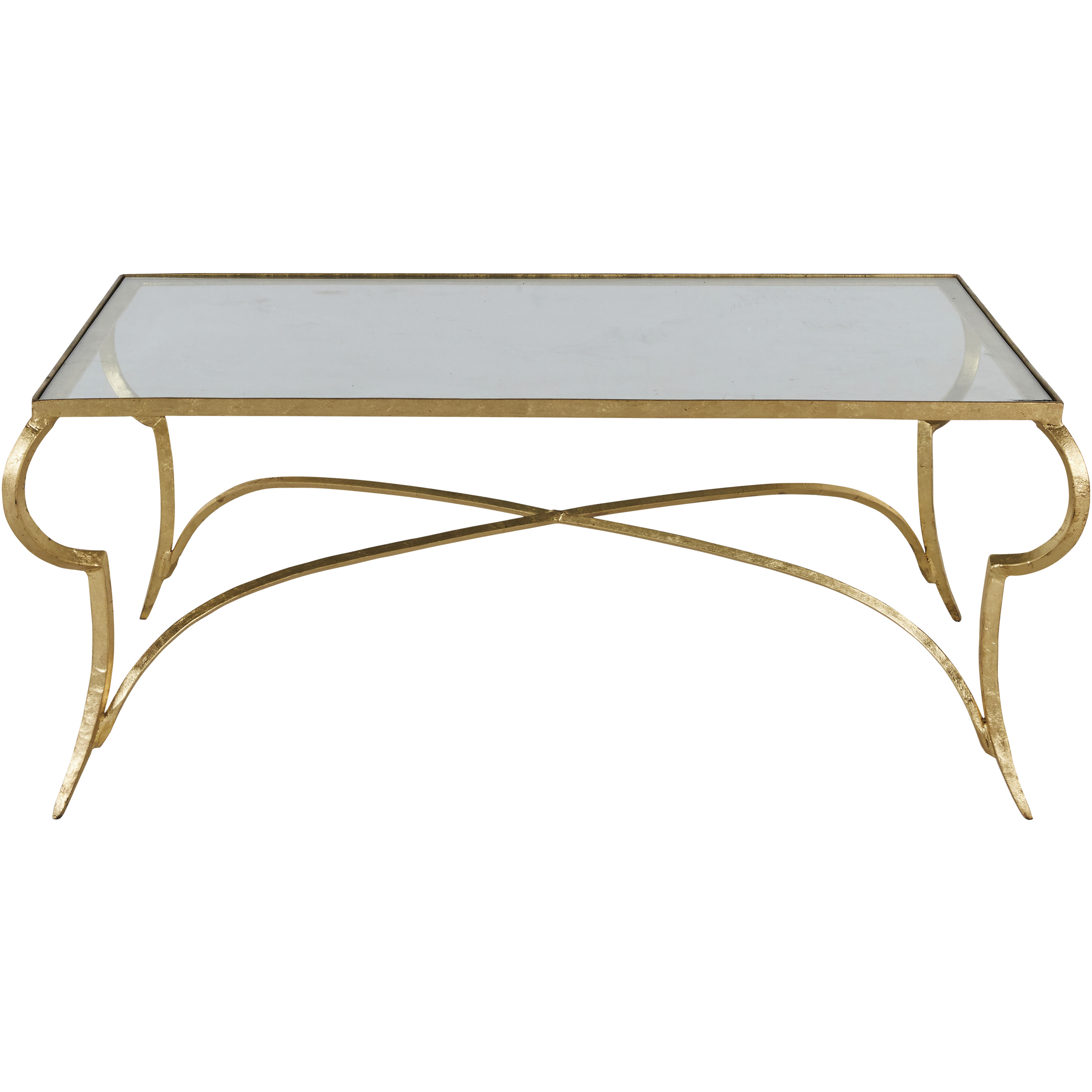 Evelina 47 X 33 inch Royale Leaf and Tempered Glass Coffee Table