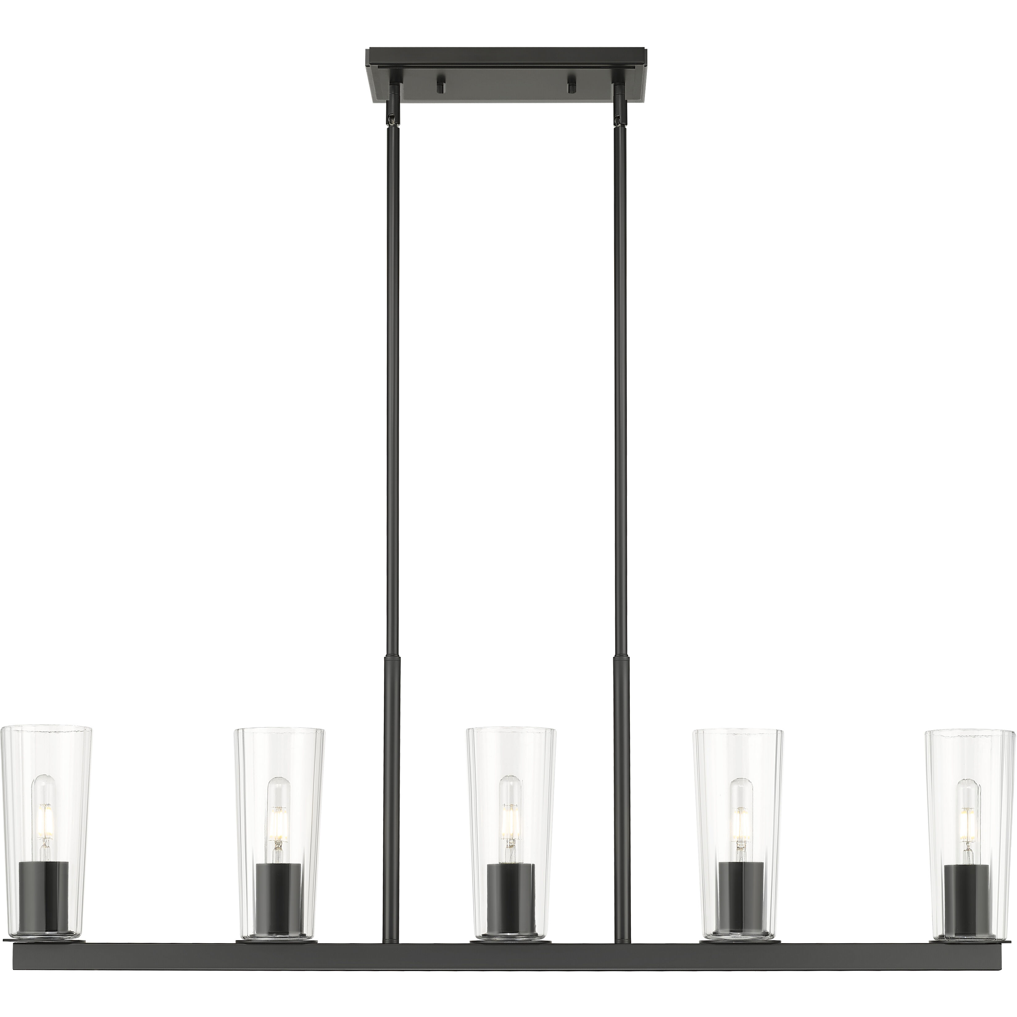 Titus 5 Light 44 inch Matte Black Linear Chandelier Ceiling Light
