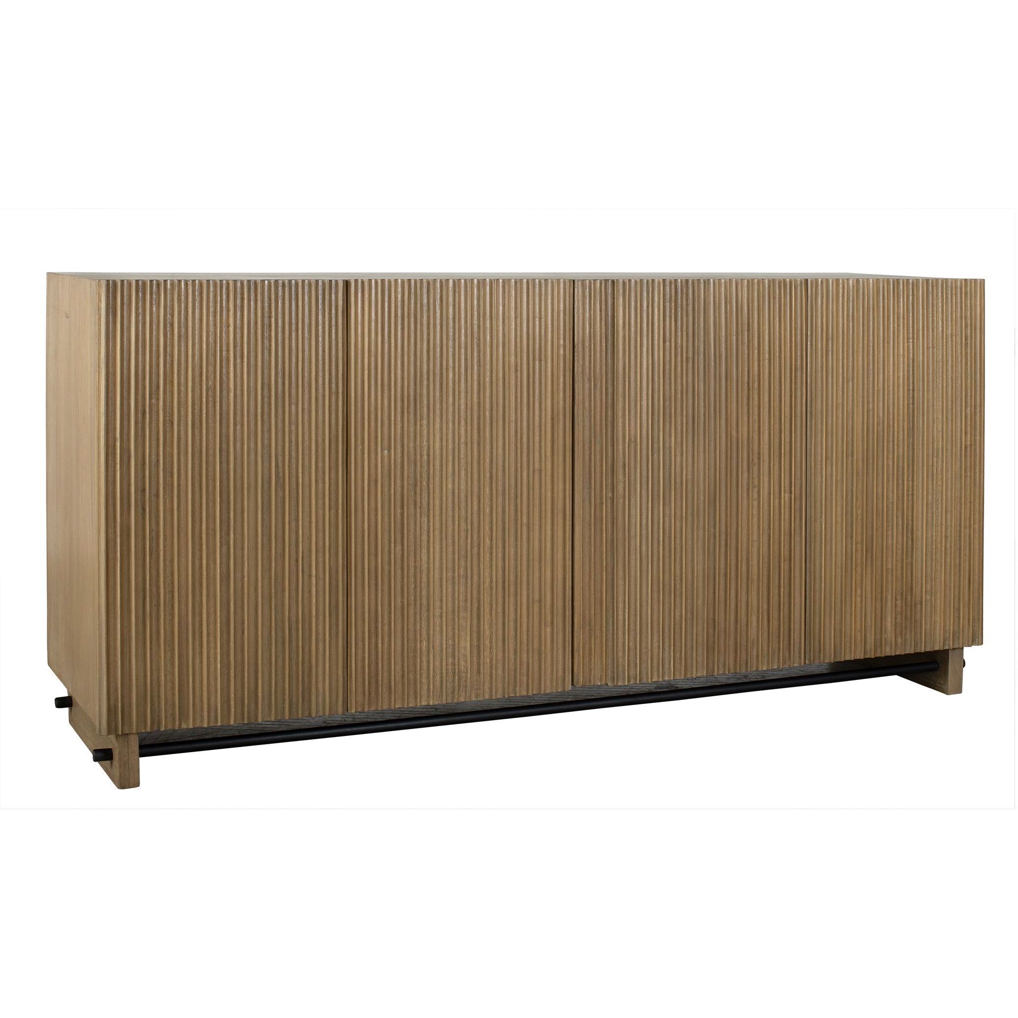 Kellem Black and Natural Wood 4 Door Cabinet