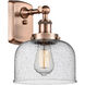 Ballston Large Bell 1 Light 8 inch Antique Copper Sconce Wall Light in Seedy Glass