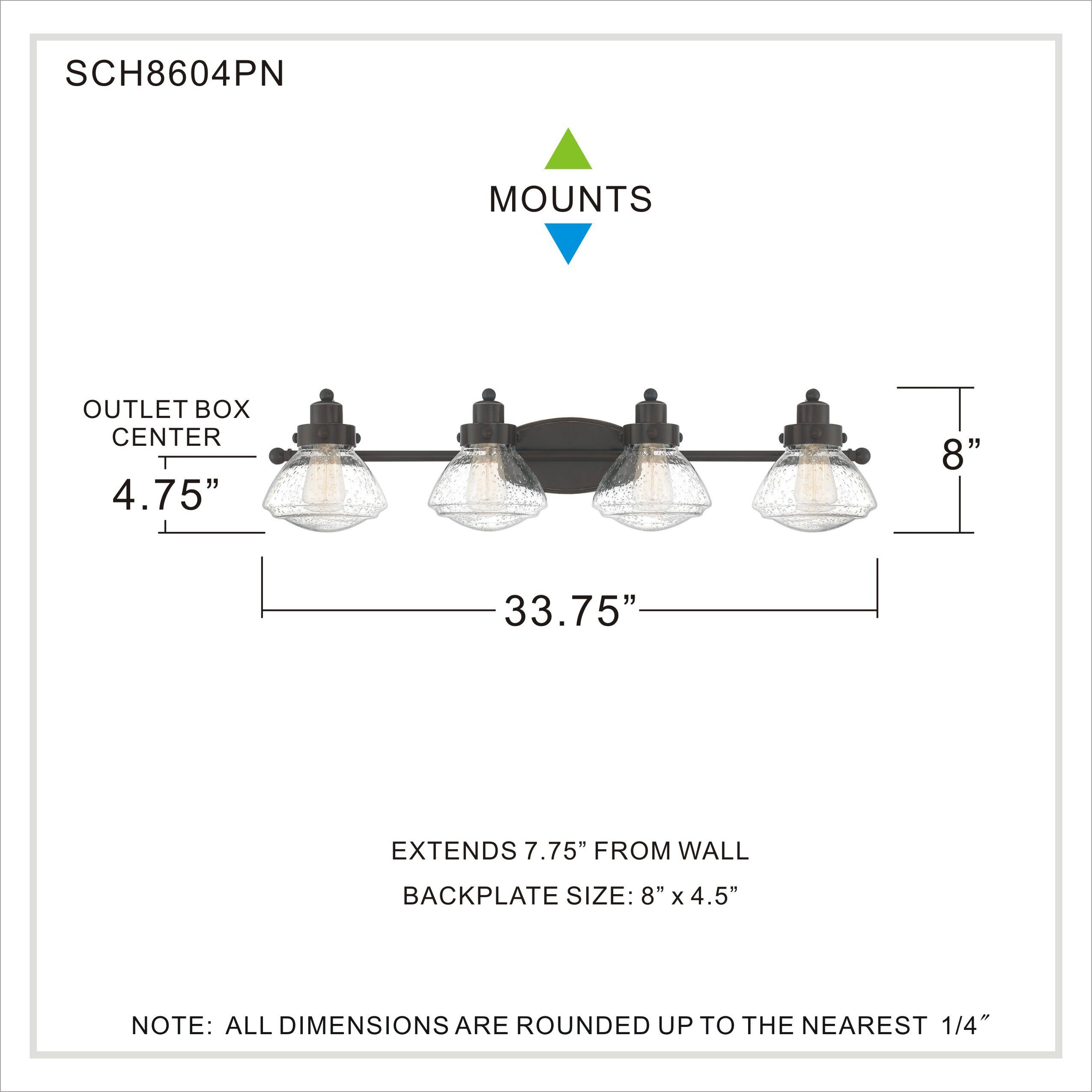 Scholar 4 Light 33.75 inch Palladian Bronze Bath Light Wall Light