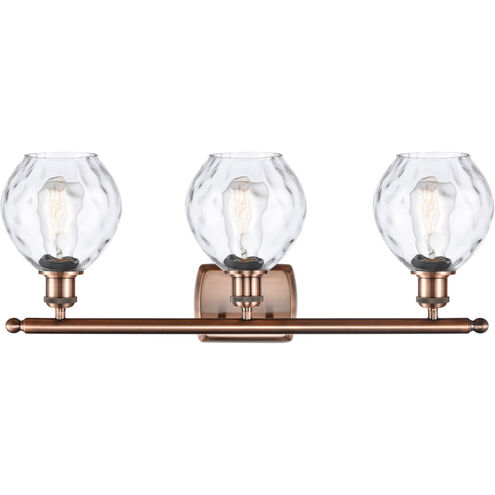 Ballston Small Waverly 3 Light 26 inch Antique Copper Bath Vanity Light Wall Light, Ballston