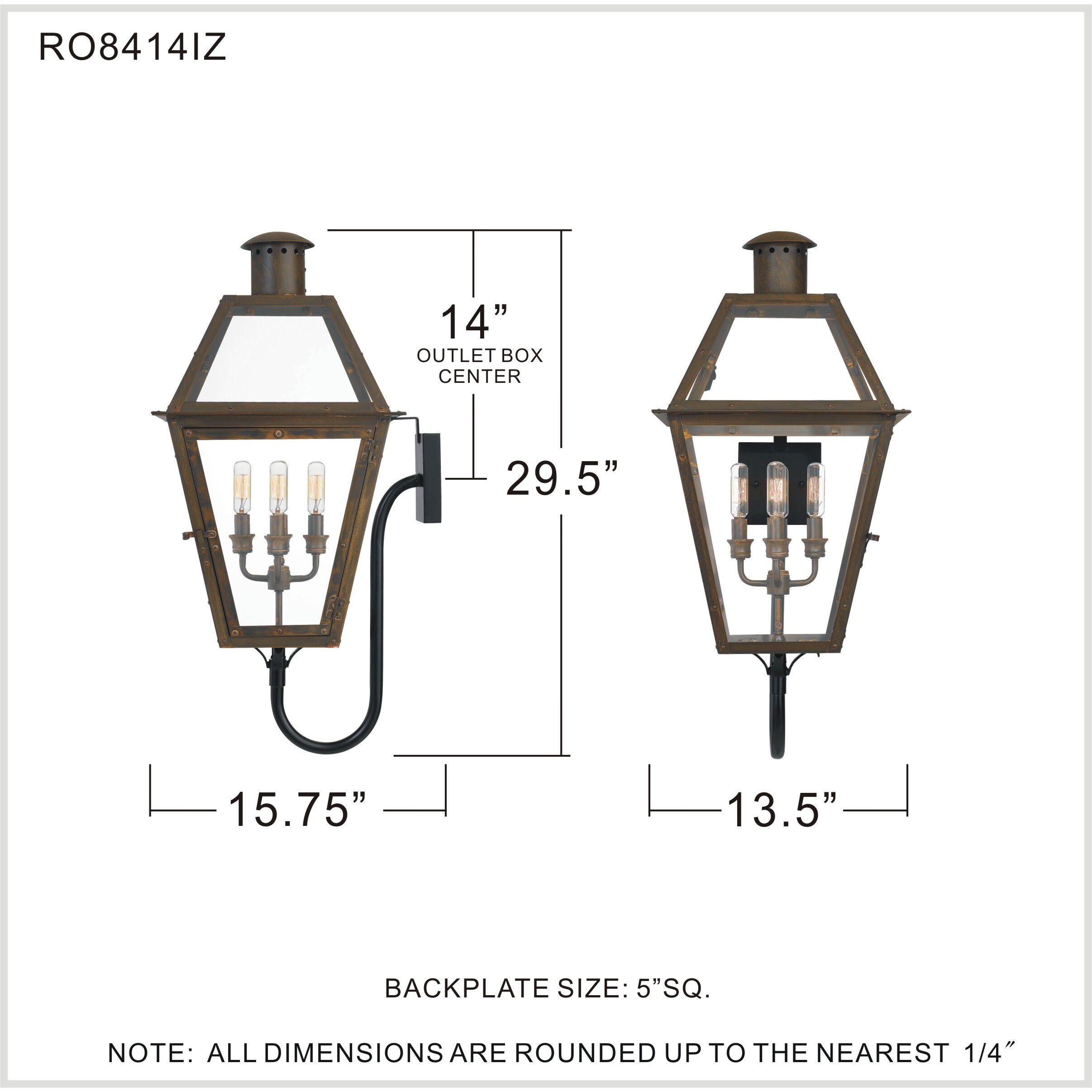 Rue De Royal 4 Light 30 inch Industrial Bronze Outdoor Wall Lantern
