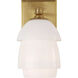 Thomas O'Brien Whitman 1 Light 4.75 inch Hand-Rubbed Antique Brass Bath Sconce Wall Light in White Glass, Small