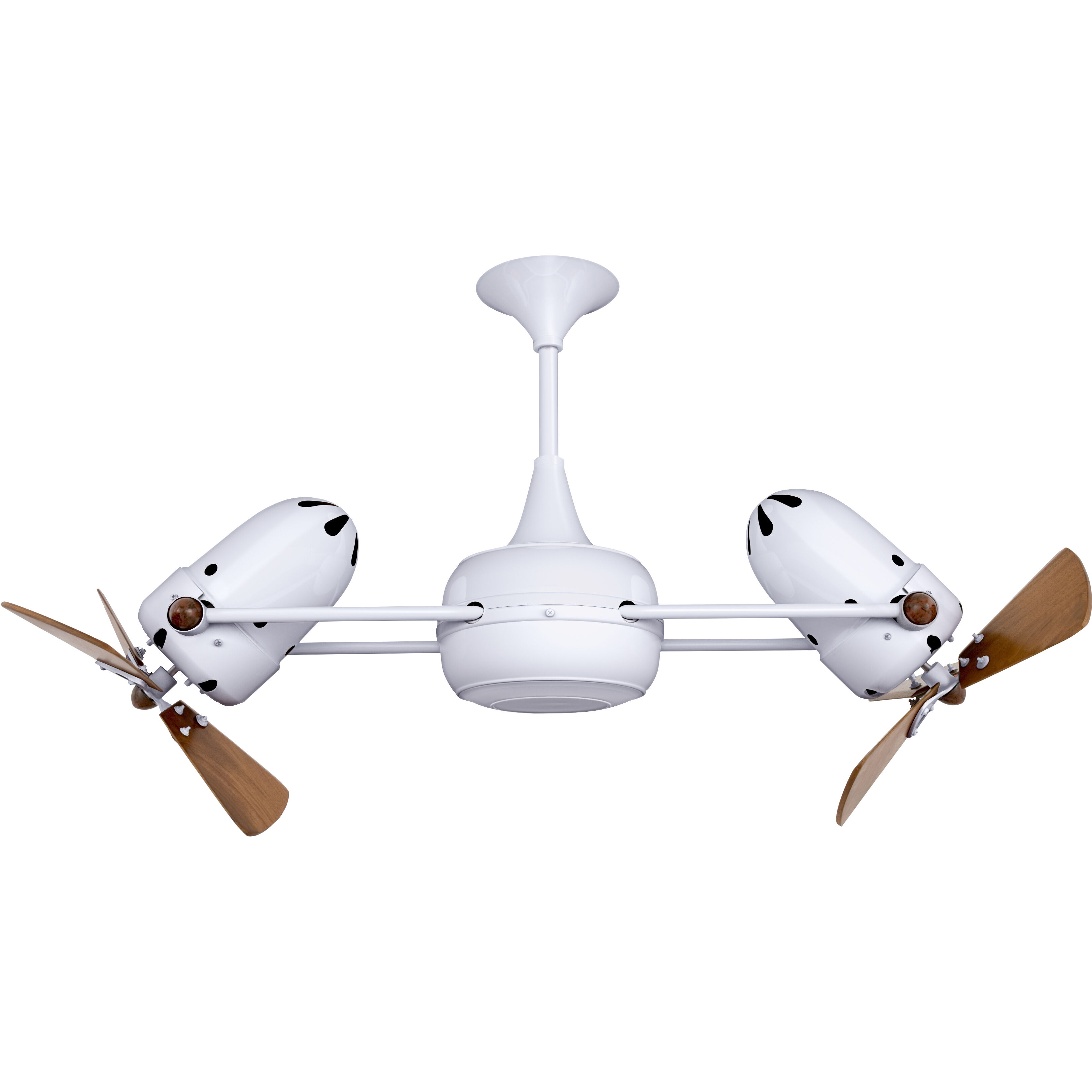 Matthews-Gerbar Duplo-Dinamico 16 inch Gloss White with Solid Mahogany Wood Blades Rotational Ceiling Fan, Matthews-Gerbar