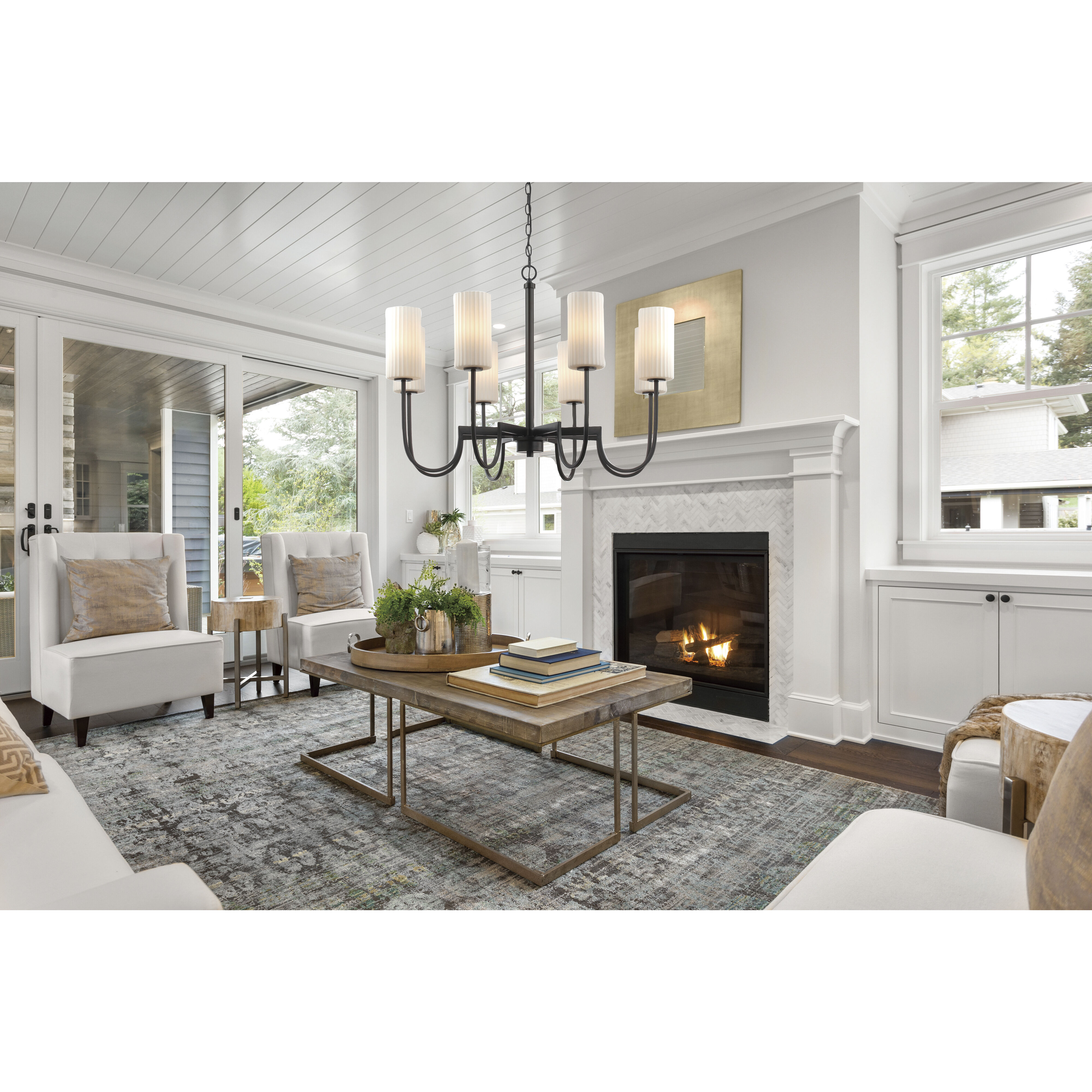 Town and Country 8 Light 34 inch Black Single-Tier Chandelier Ceiling Light