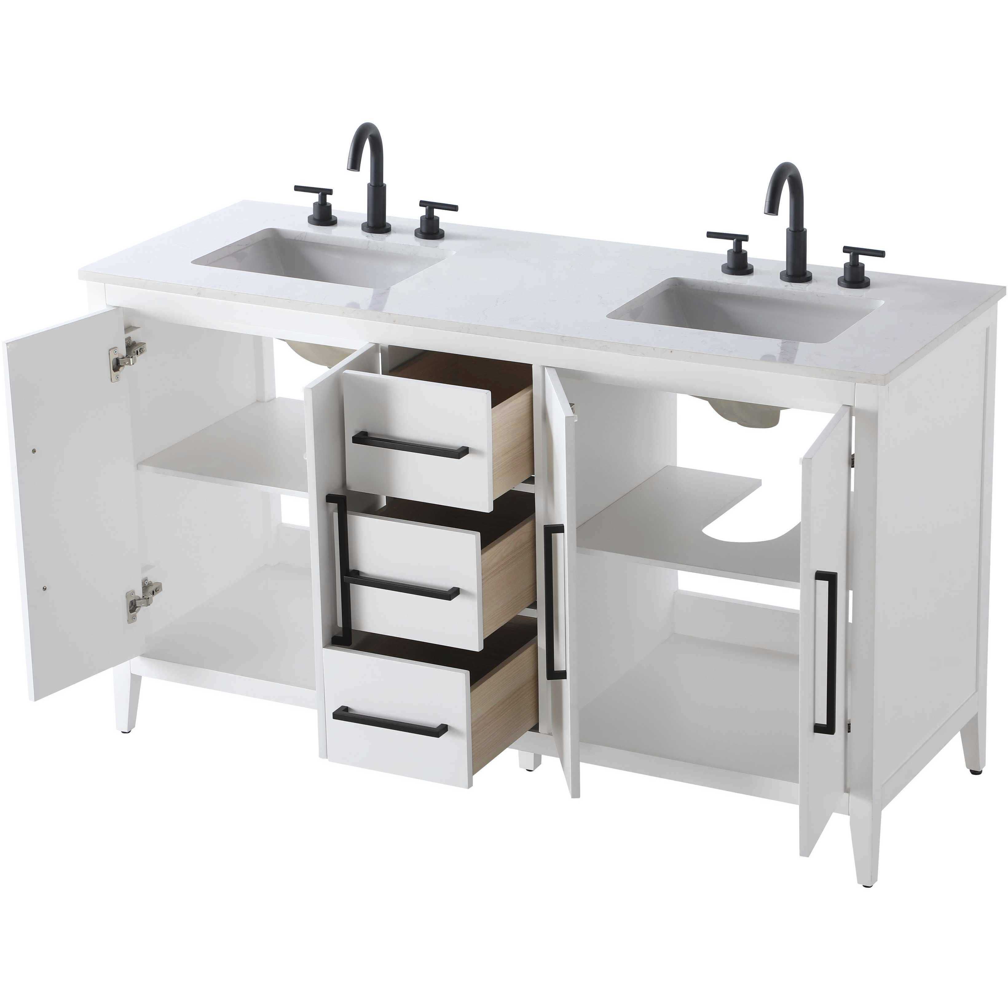 Millie 60 X 35 inch White Bathroom Vanity Cabinet