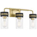 Marbridge 3 Light 20 inch Vintage Brass and Matte Black Bathroom Vanity Light Wall Light