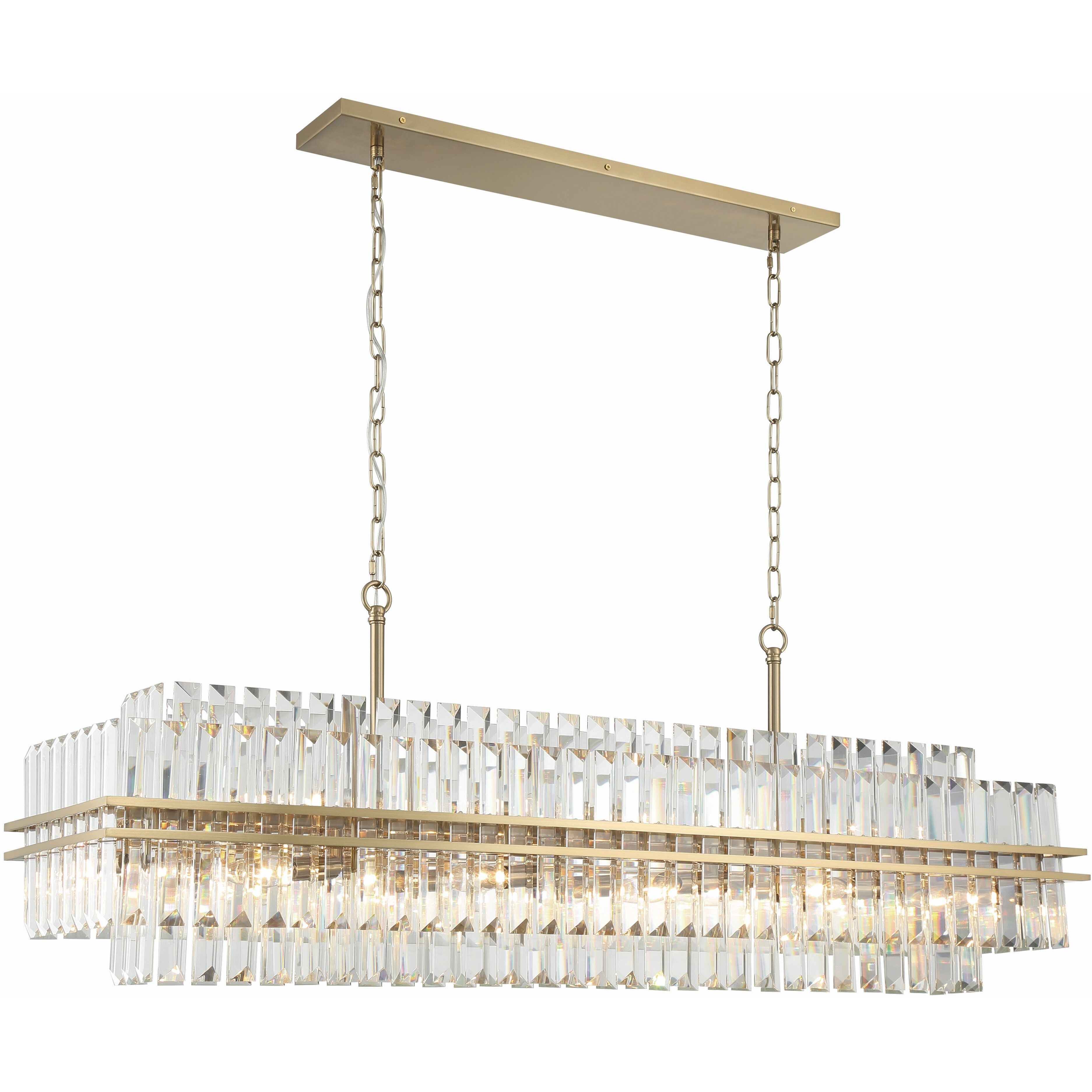 Hayes 16 Light 50 inch Aged Brass Linear Chandelier Ceiling Light