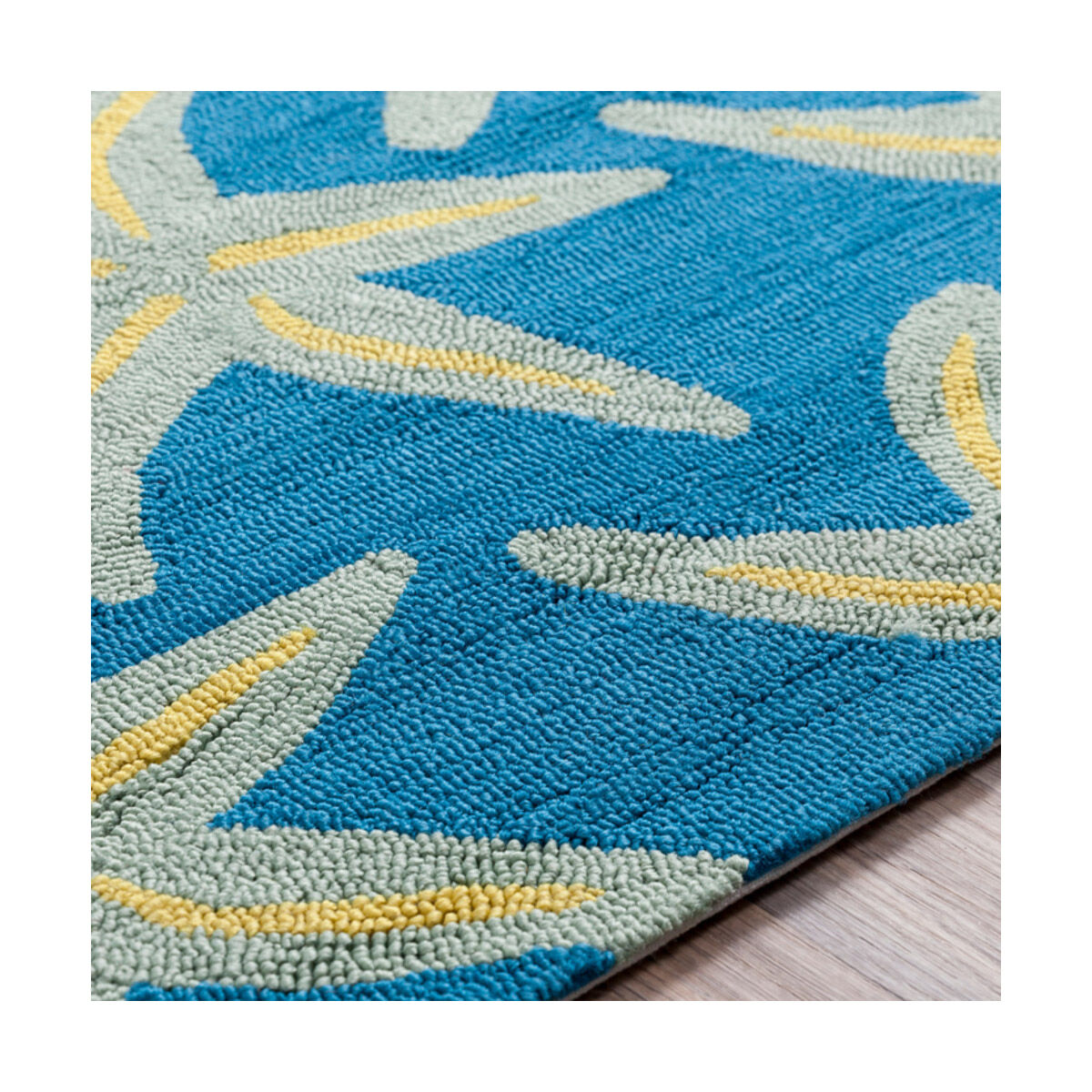 Rain 144 X 108 inch Bright Blue/Sea Foam/Lime Outdoor Rug, Polypropylene