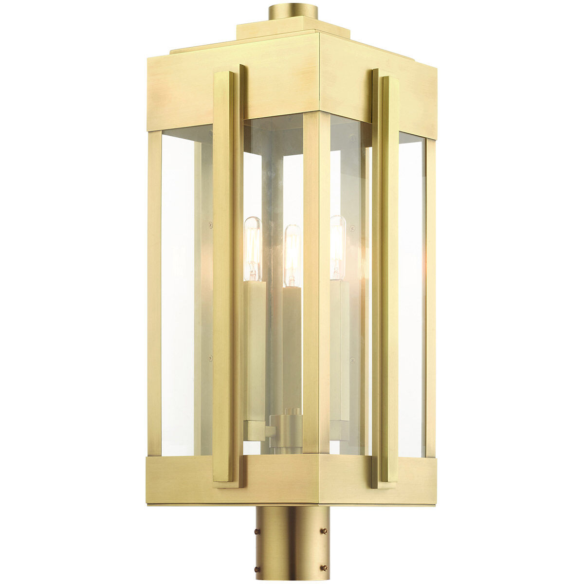 Lexington 3 Light 25 inch Natural Brass Outdoor Post Top Lantern