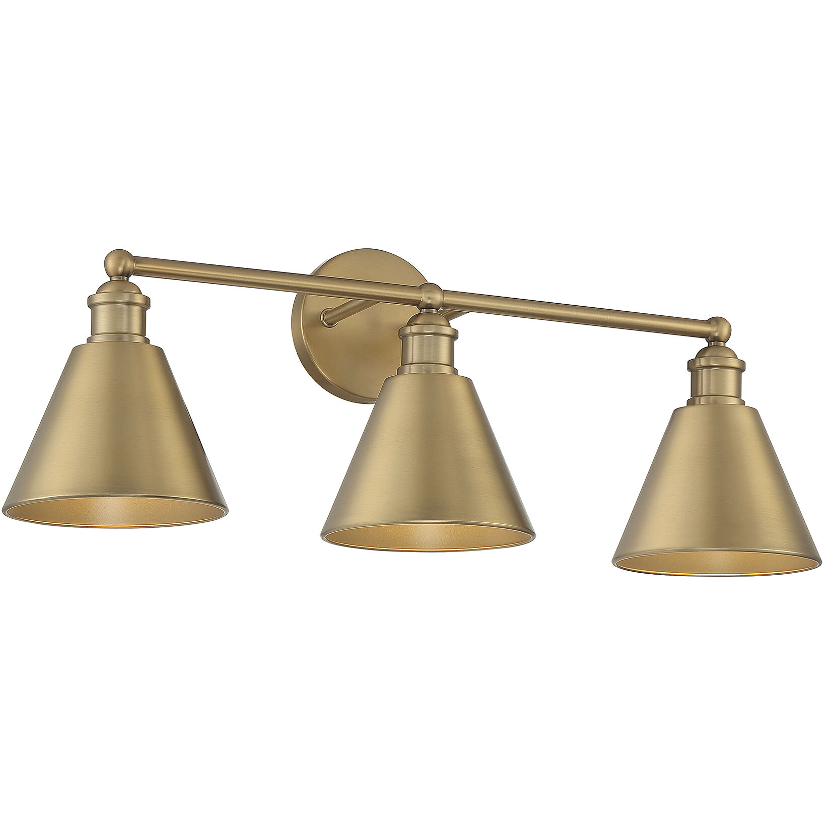 Modern Farmhouse 3 Light 27 inch Natural Brass Bathroom Vanity Light Wall Light