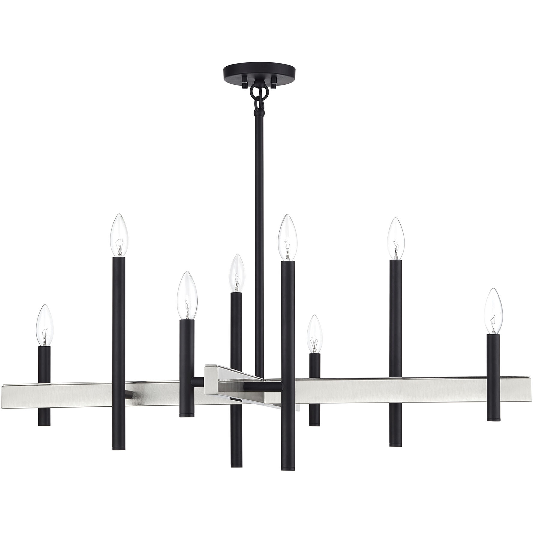 Denmark 8 Light 36 inch Black with Brushed Nickel Accents Chandelier Ceiling Light